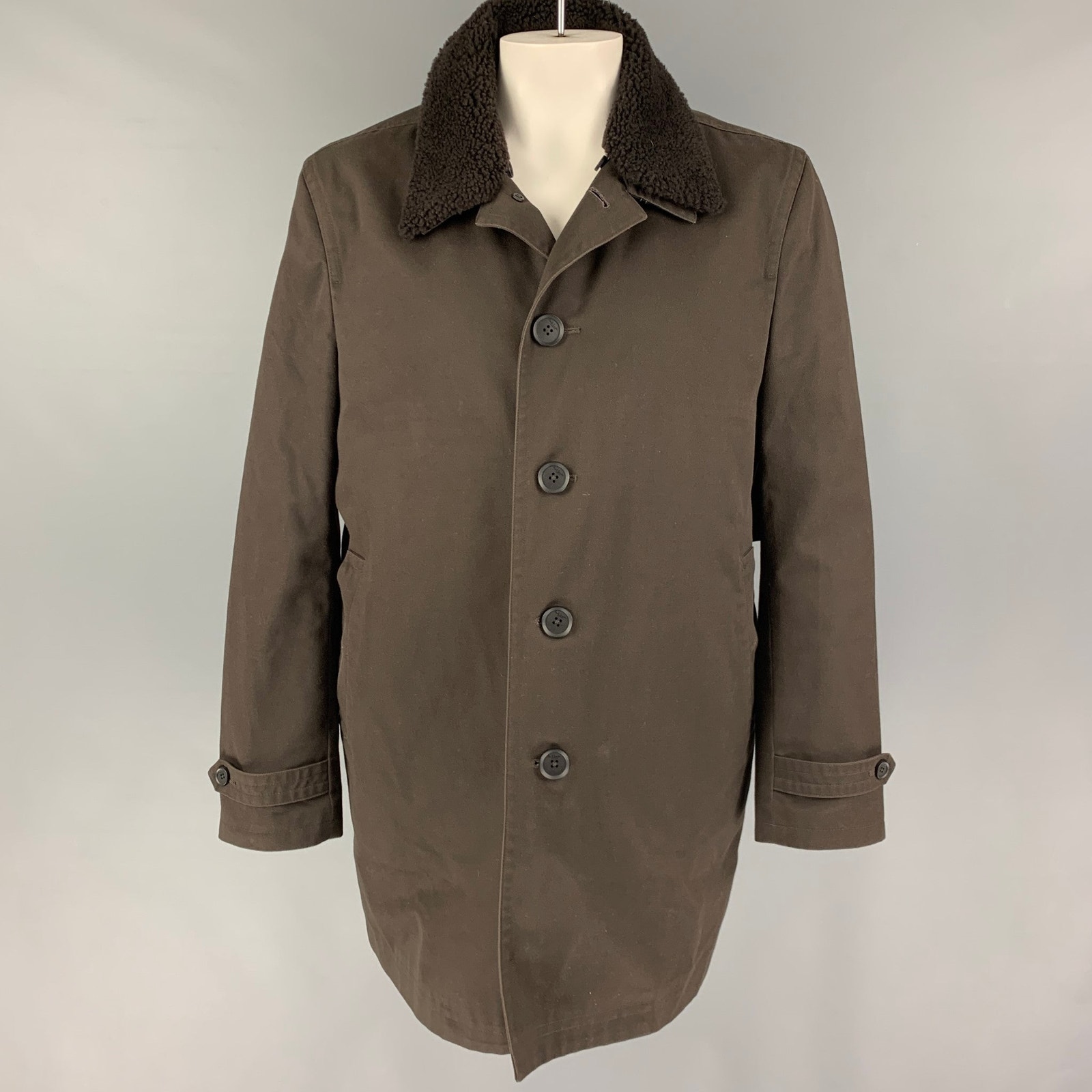 Paul Smith Size Xxl Brown Polyster Cotton Detachable Lining Coat